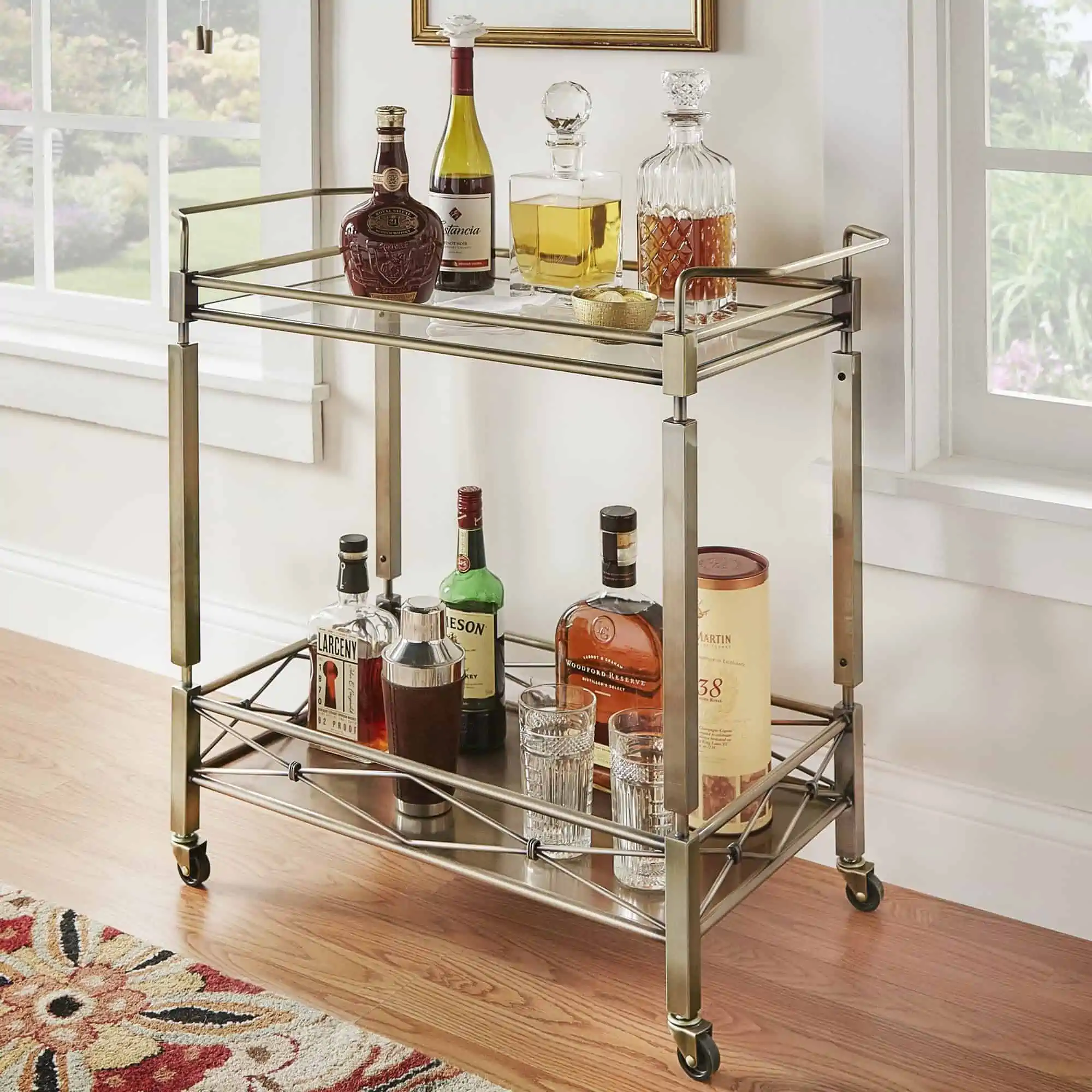 stunning golden bar cart