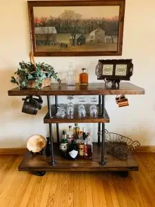 bar cart in brown colour