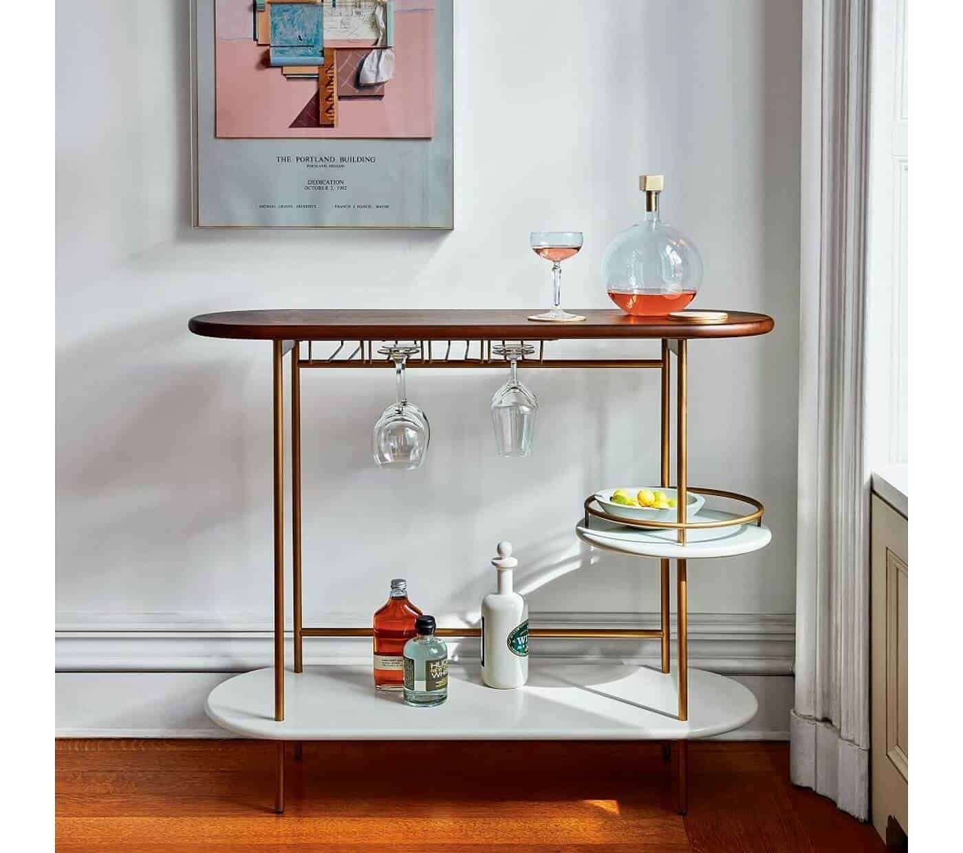 Bar cart in white and brown colour