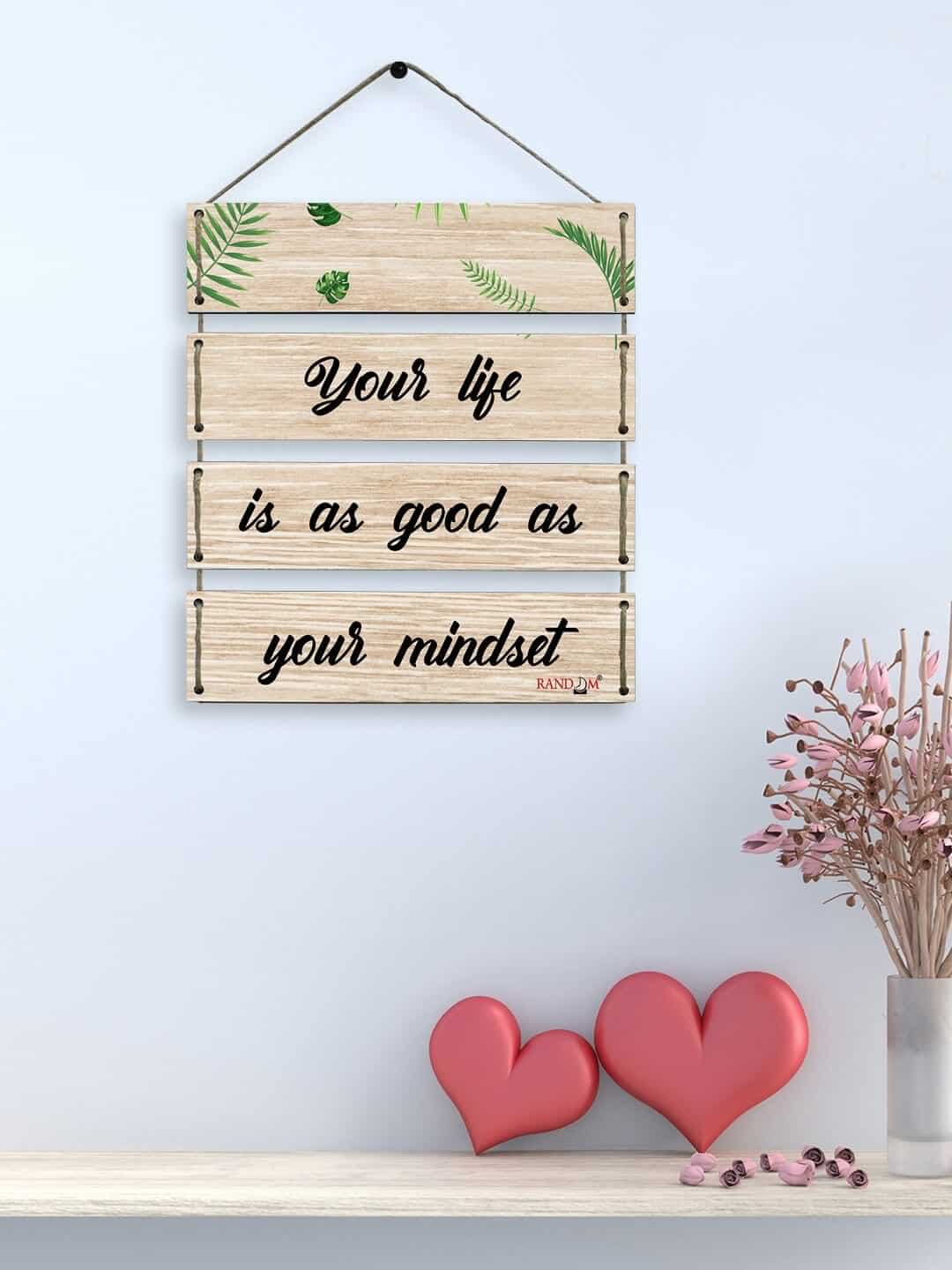 wooden wall hanging with quote