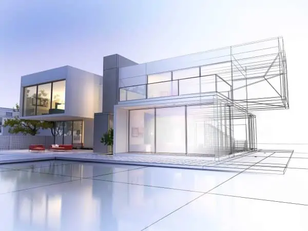 3d home plan created by home designer software in white