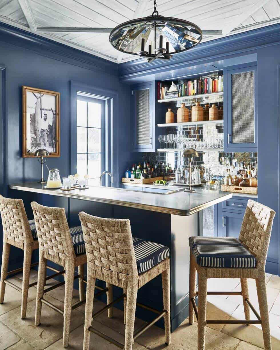bold blue interiors home bar