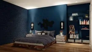 dark blue bedroom