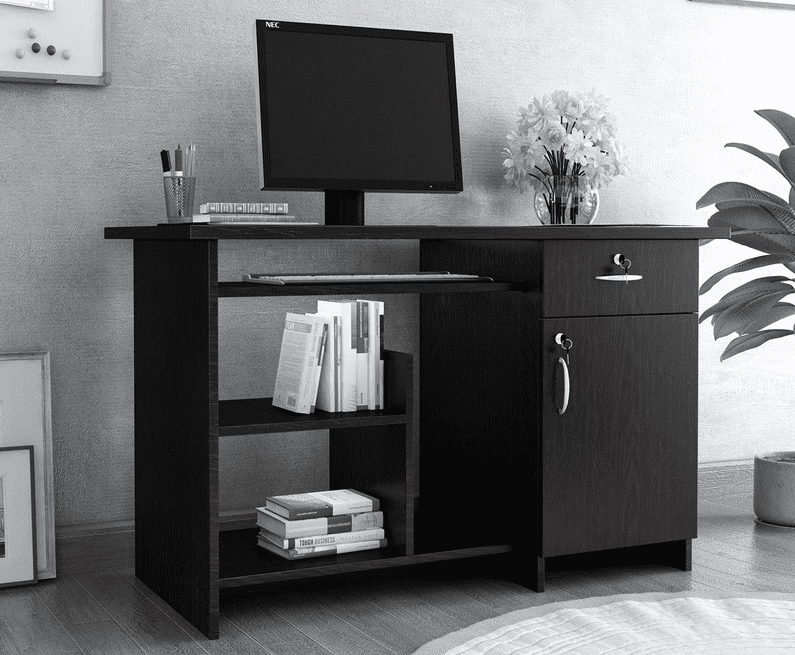 drawers and cabinets, black colour furniture, room setting