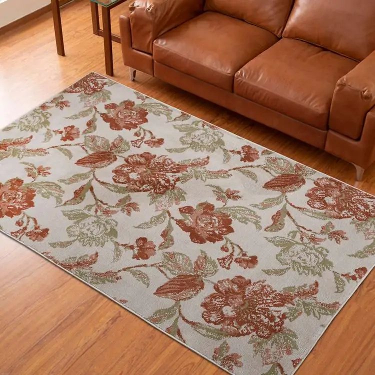 floral rug in grey color