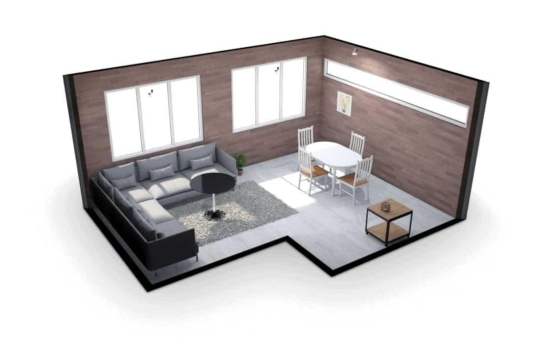 Small brown wall living room floor plan in home designer software 