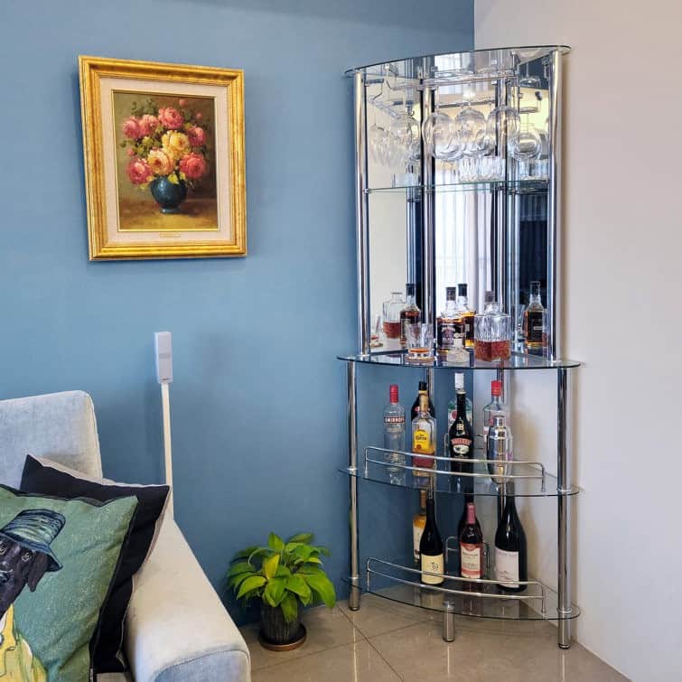corner liquor vertical table with mirror work