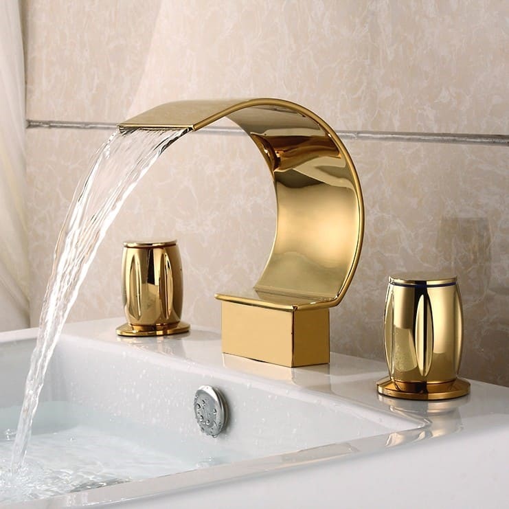 Golden kitchen faucet and sink