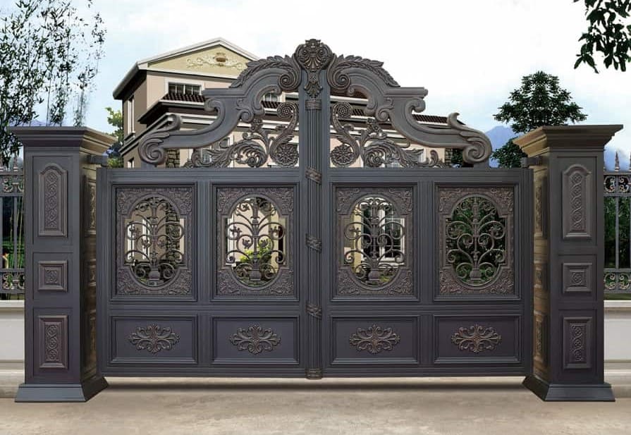royal style black main gate design, big house