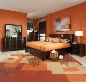 orange and white bedroom colour