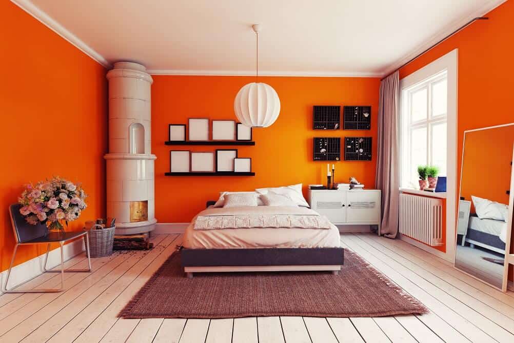 orange and white bedroom colour