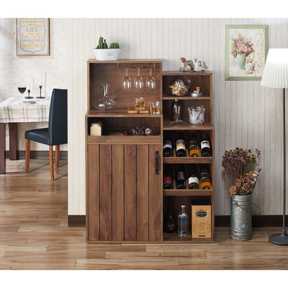 brown wooden in home bar cabinet
