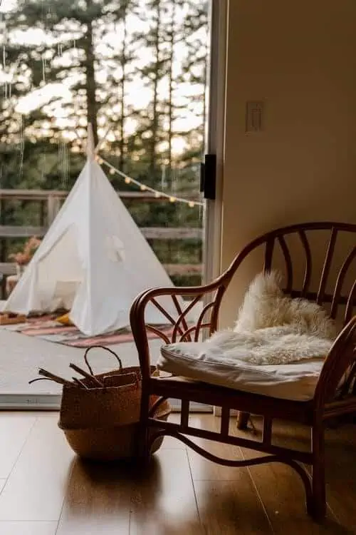 balcony with white tent boho aesthetic