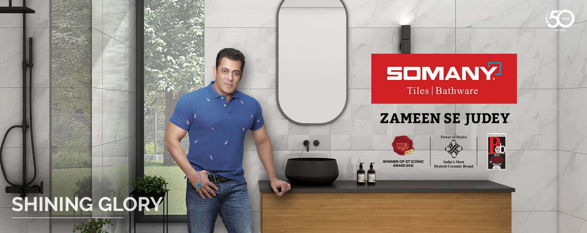 Somany company banner in beige colour with Salman Khan, this company is among one of the best tile manufacturing companies in India