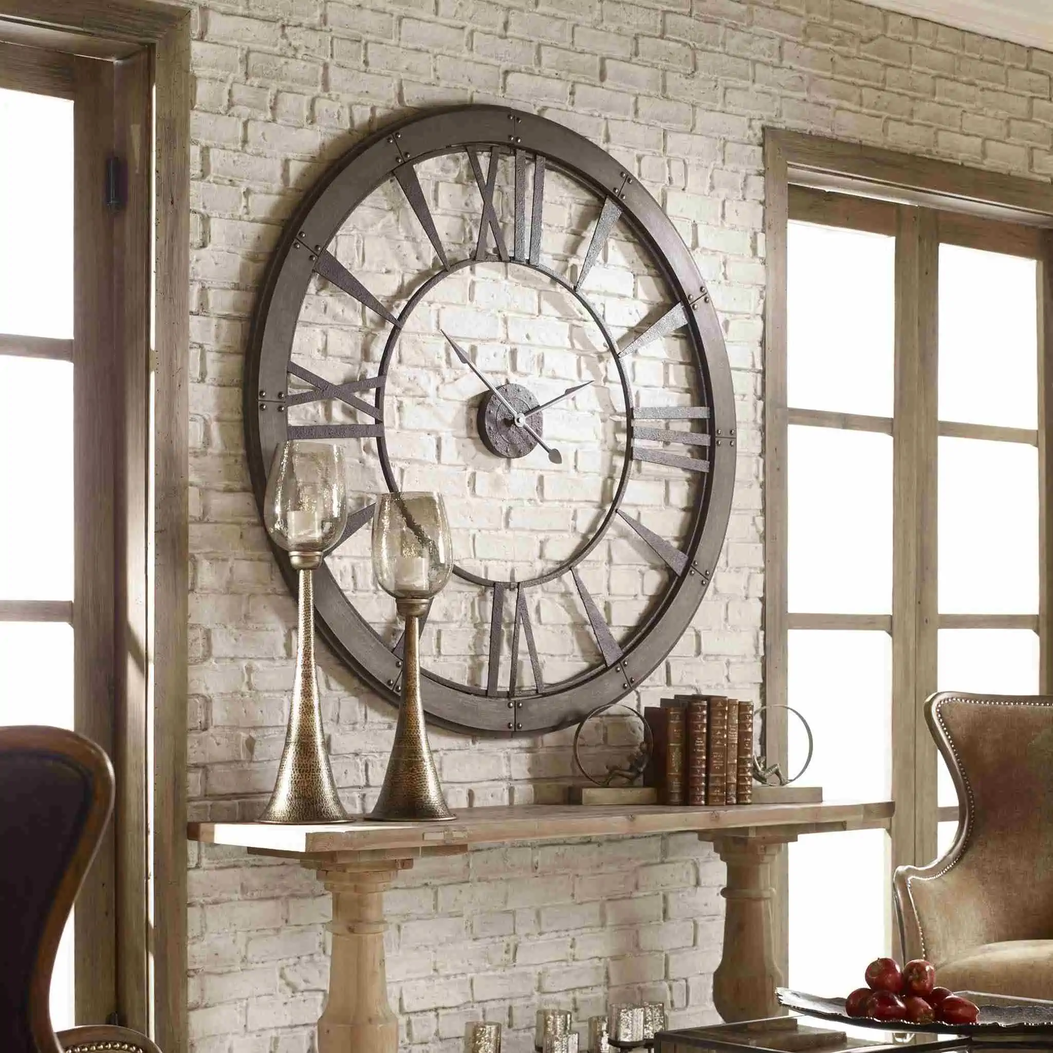 black vintage wall clock ideas for wall decoration in living room