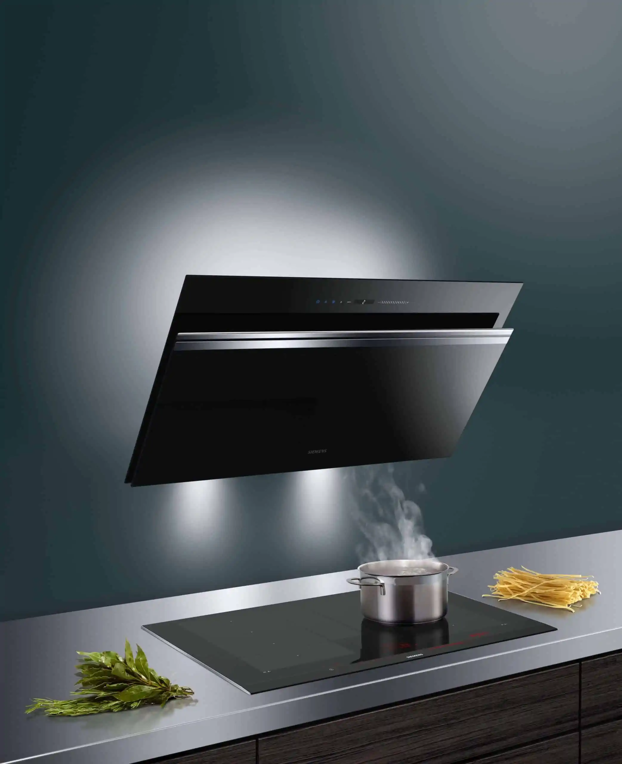 wall-mounted hood, black ceramic glass finish hood, premium range hood