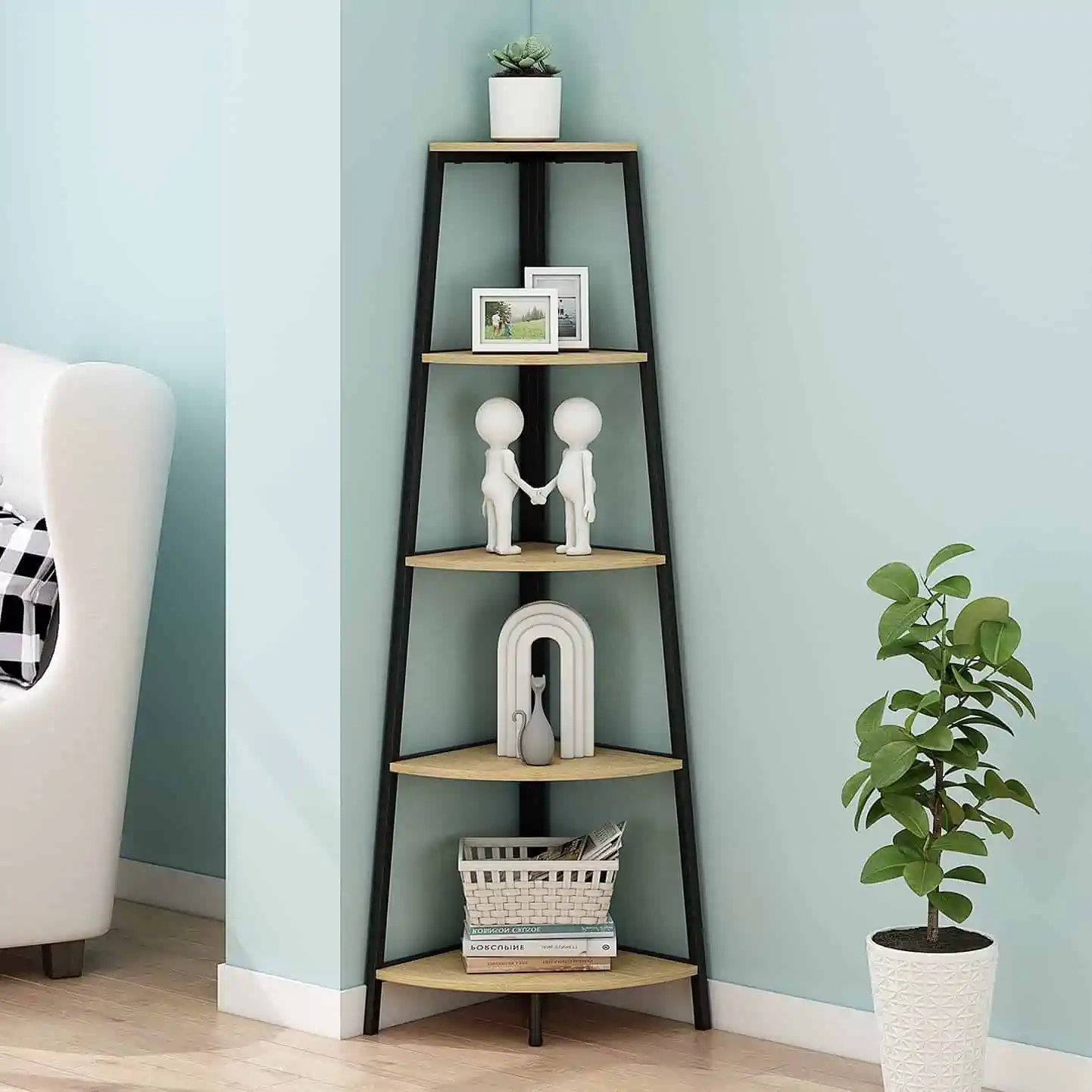 Corner shelves standing unit for living room