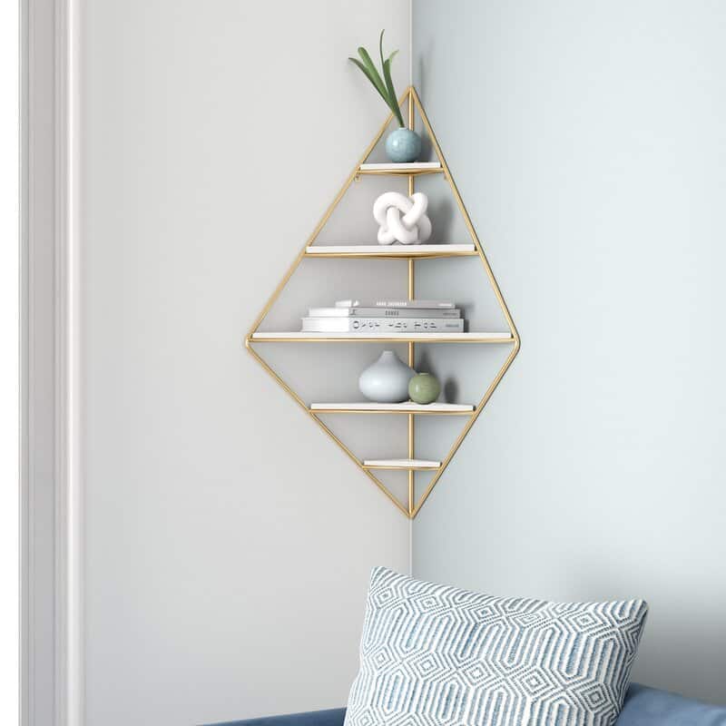 Corner shelves wall mounted unit for living room
