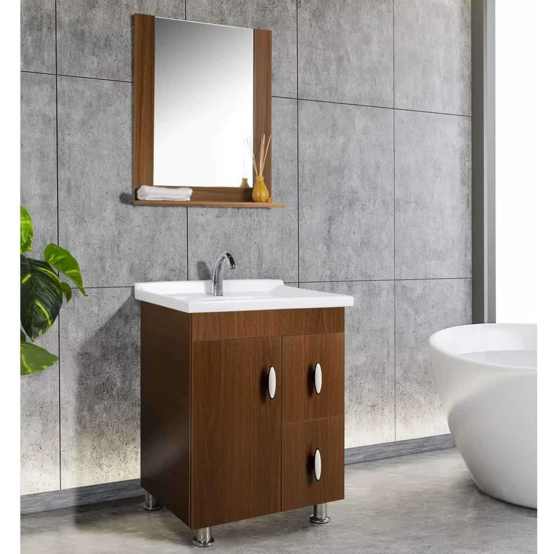Fuao Sanitaryware walnut brown vanity with cabinets