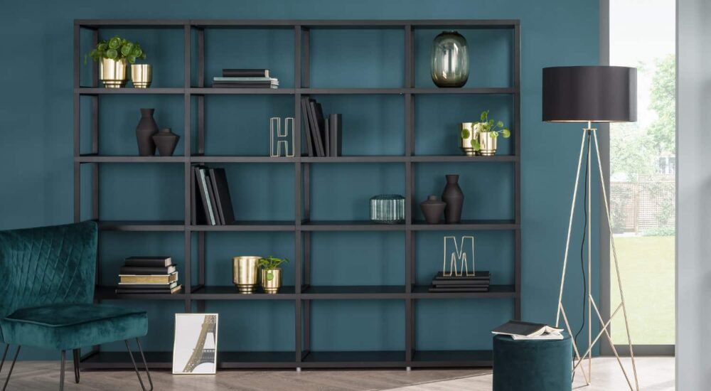 Free standing shelving unit for living room storage and books