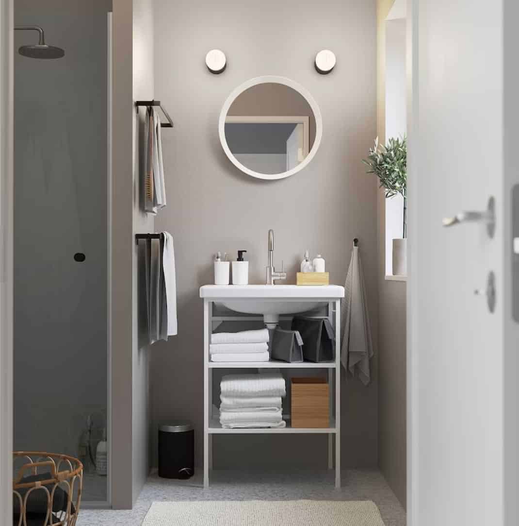 Ikea industrial style storage for washroom