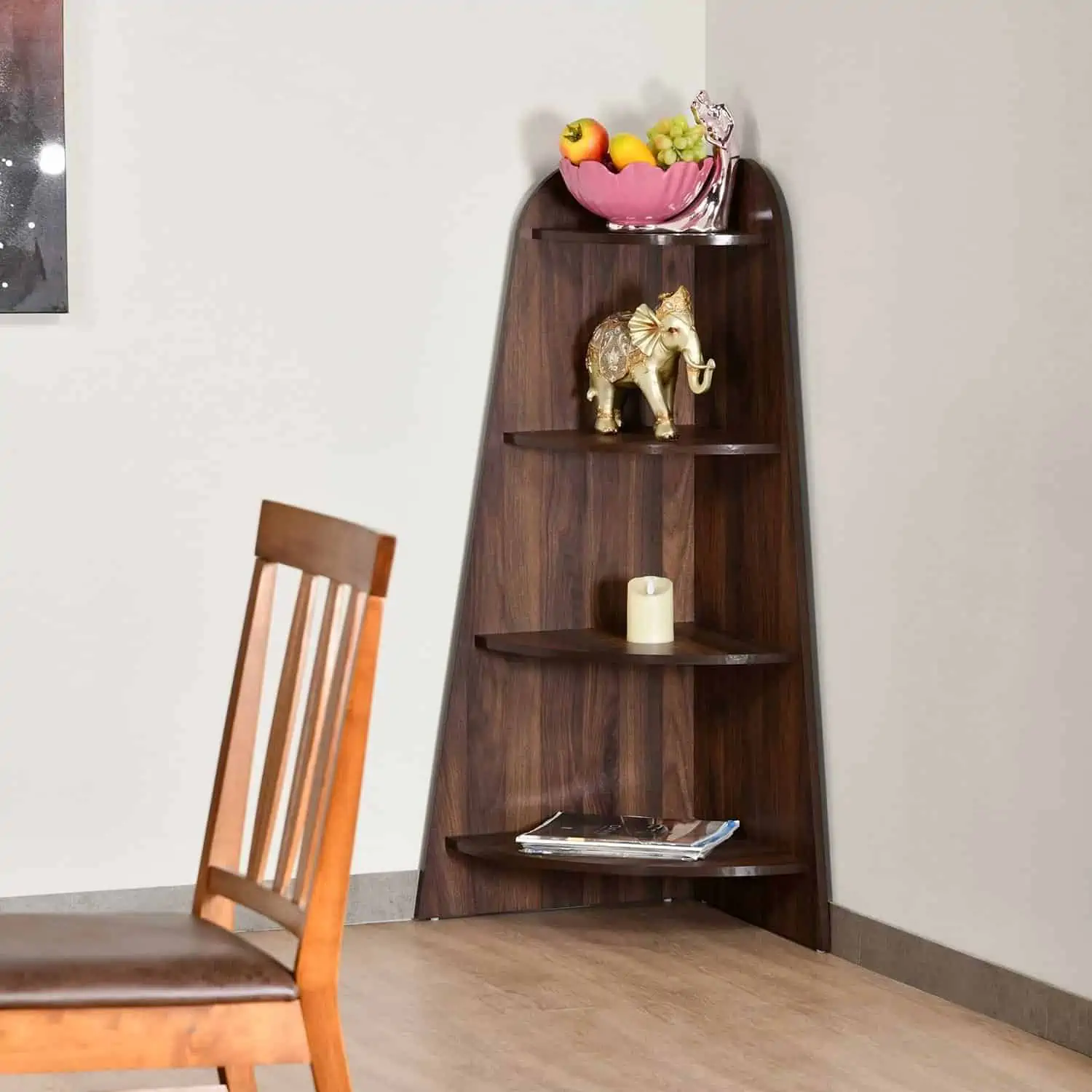 display wooden corner unit for living and bedroom storage