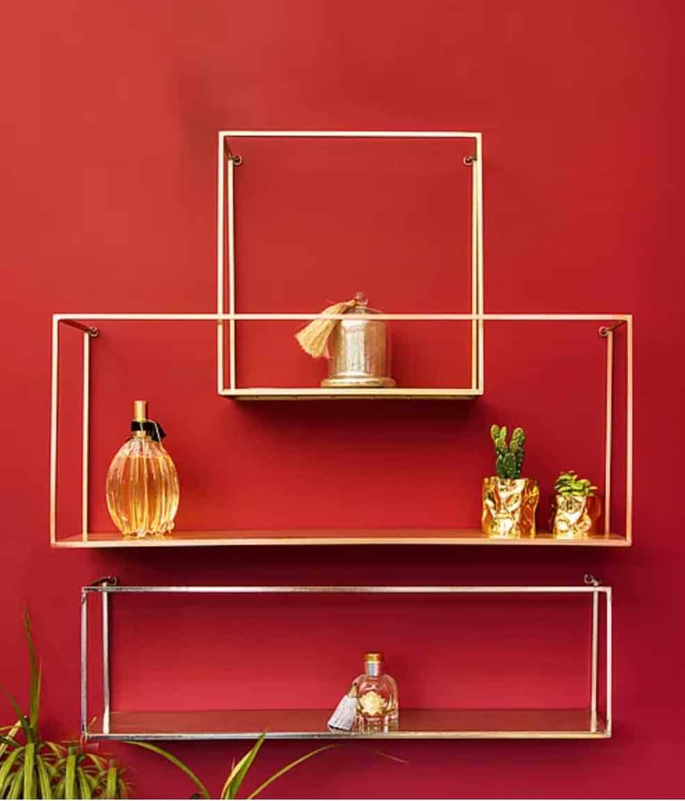Wall decor gold shelf for living room and bedrooms