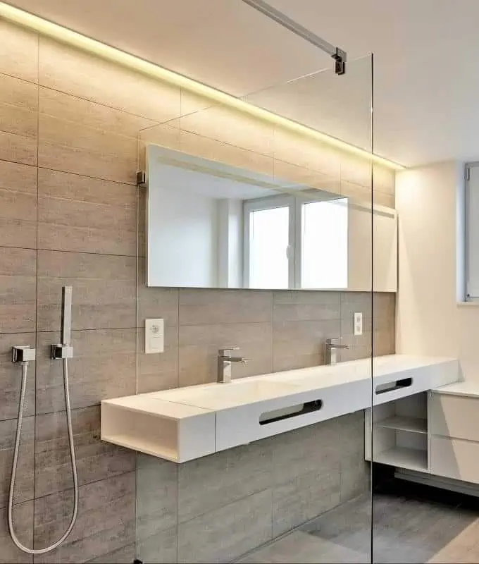 bathroom with LED strip light