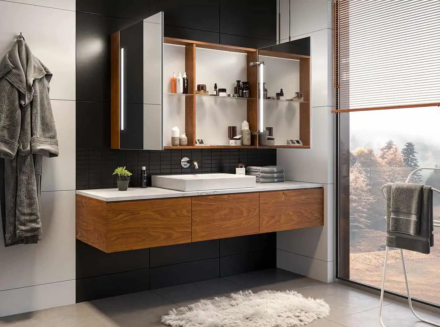 triple cabinet mirror vanity