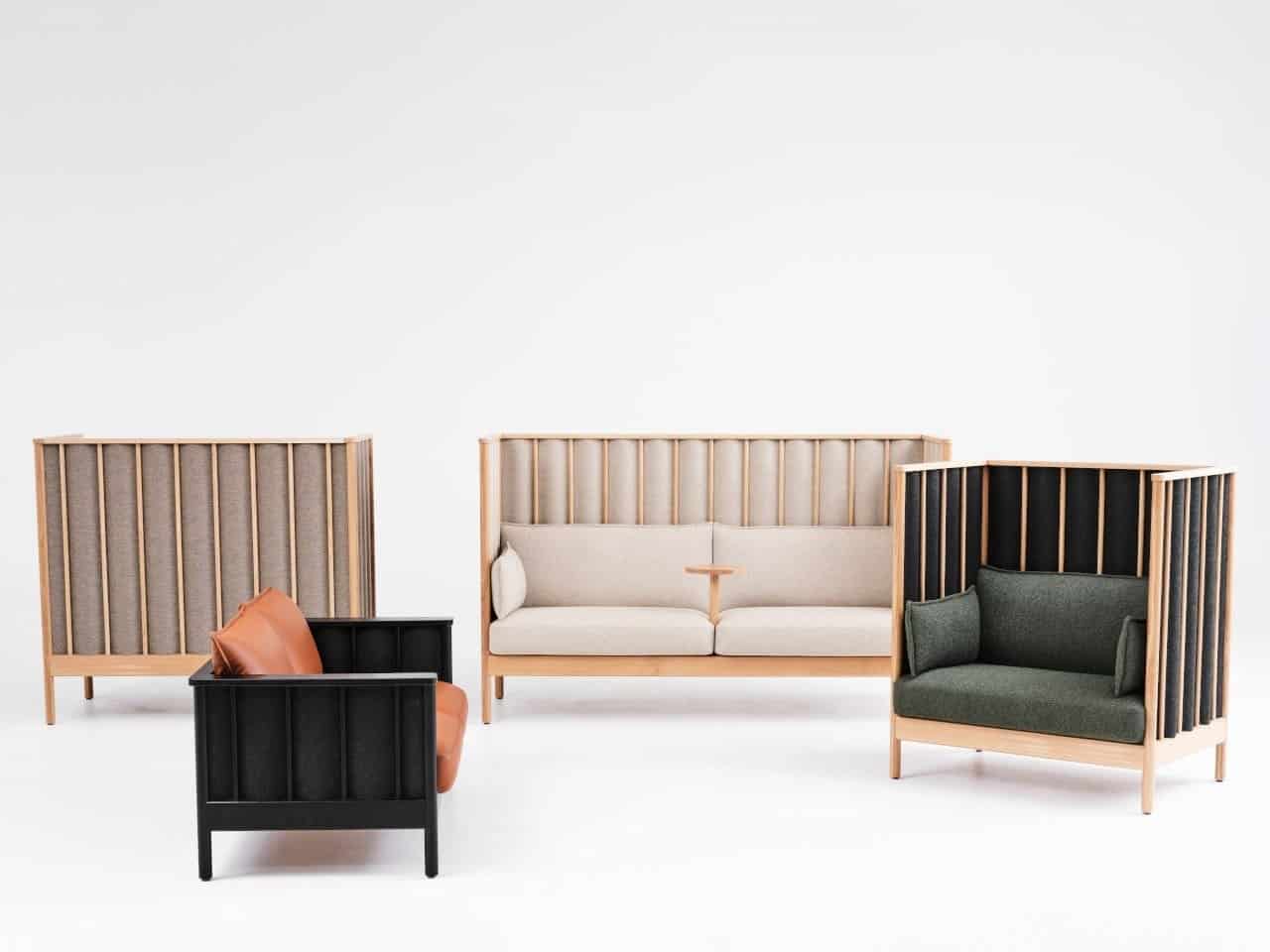 sofa sets with wooden frames in green and beige colours