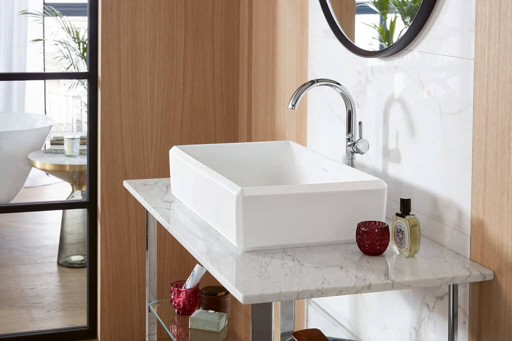 villeroy & boch antheus luxury collection's white titanceram countertop washbasin