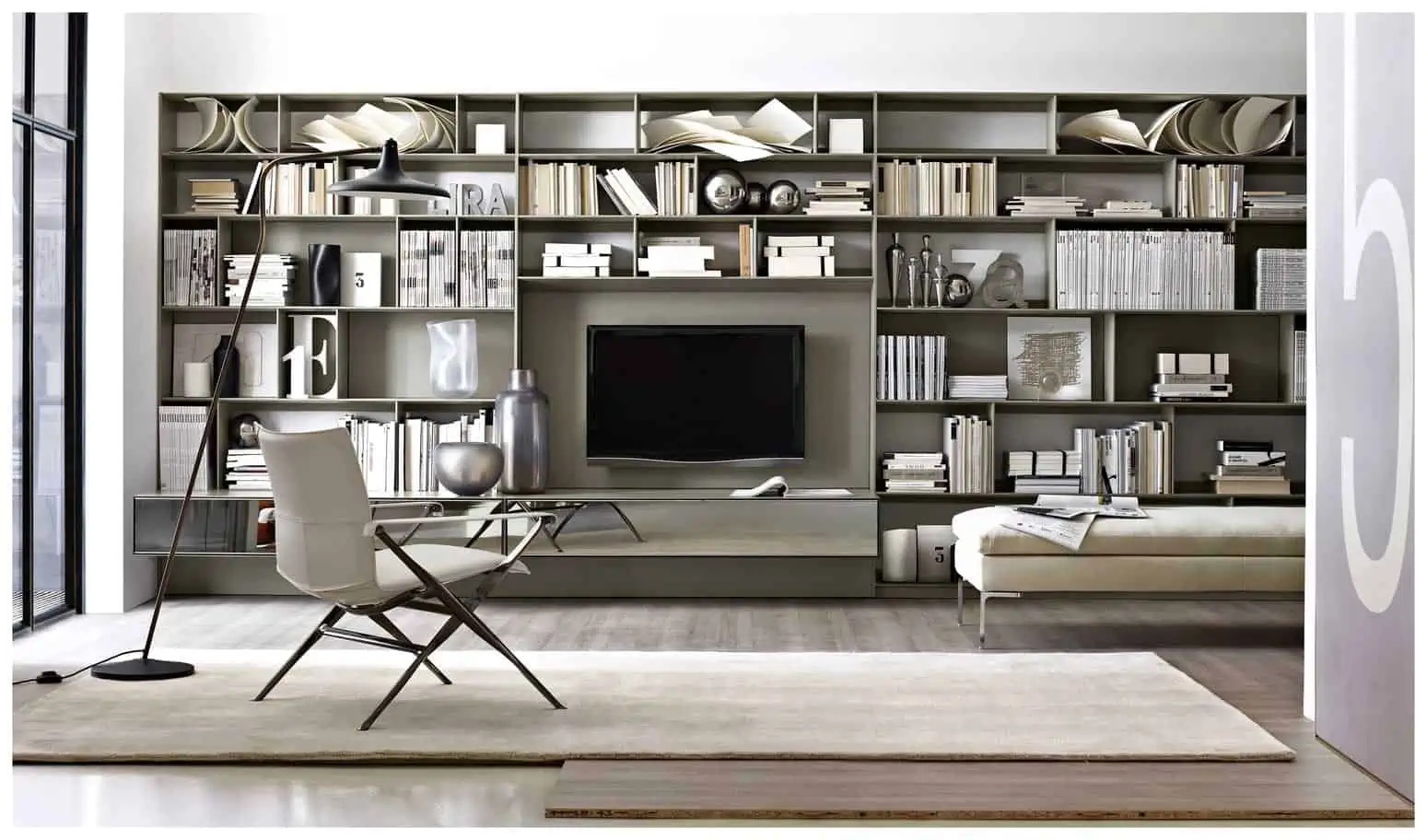 B&B Italia Flat C living room wall storage shelf design