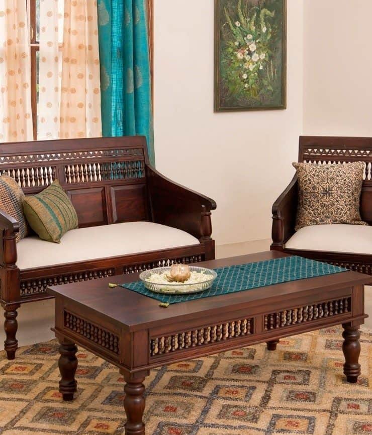 wooden sofa set designs for living room