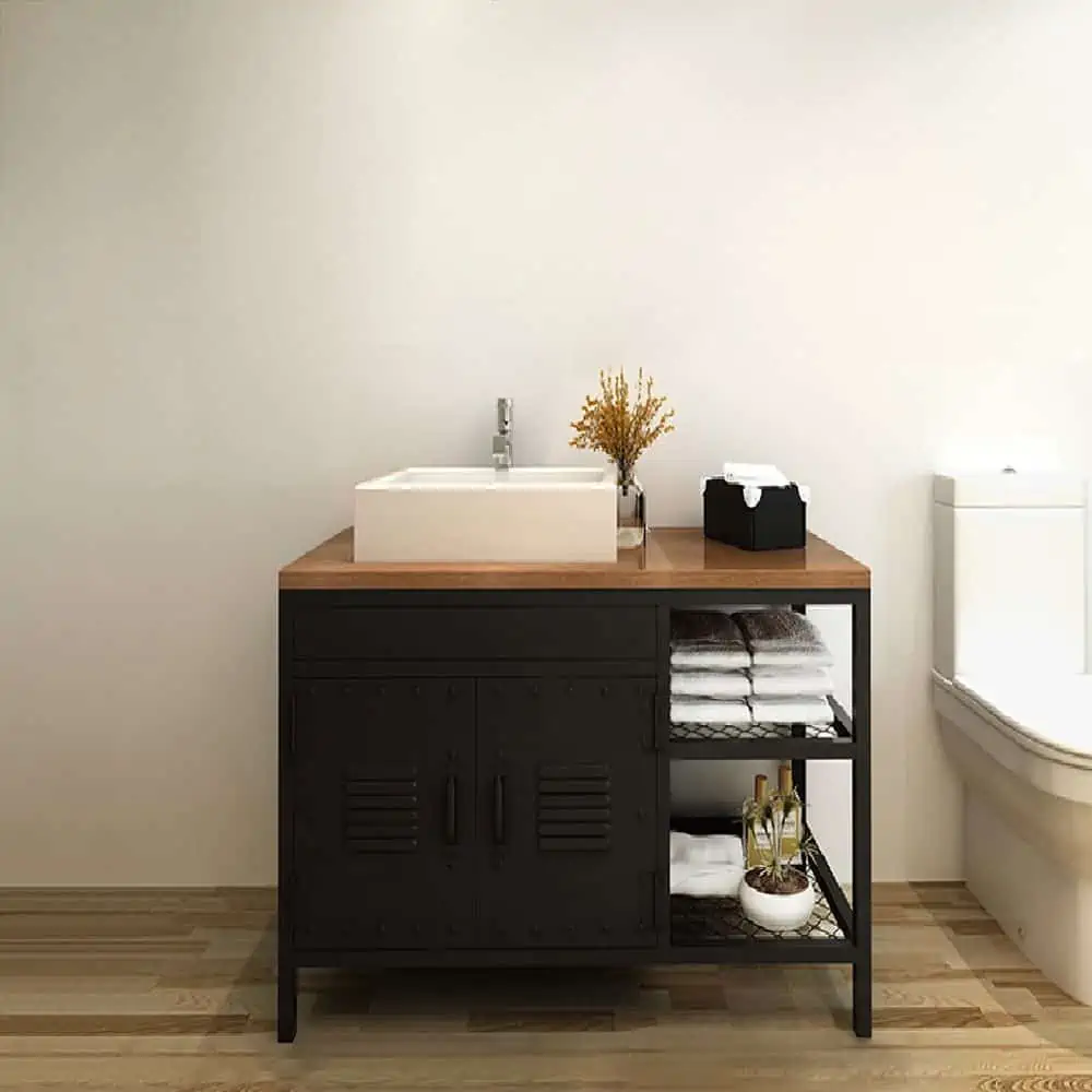 Industrial standing free standing vanity