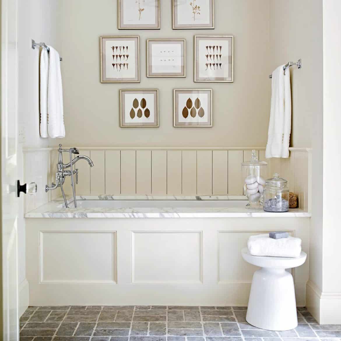 White alcove built in bathtub aesthtic