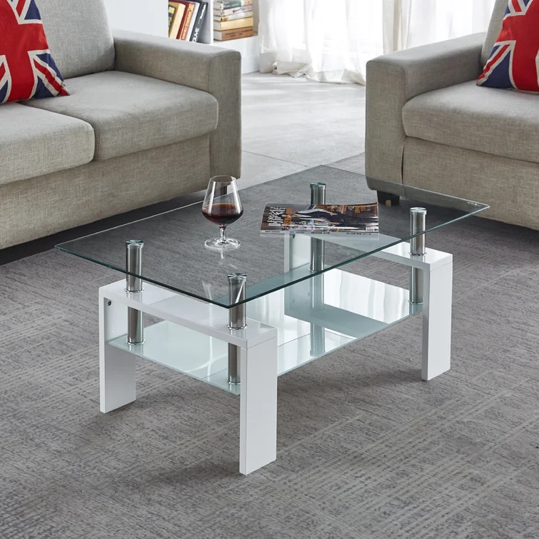 Glass centre table with sofas