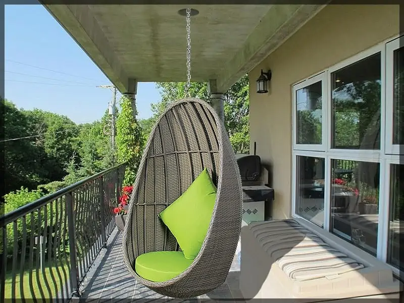 grey swing in a balcony