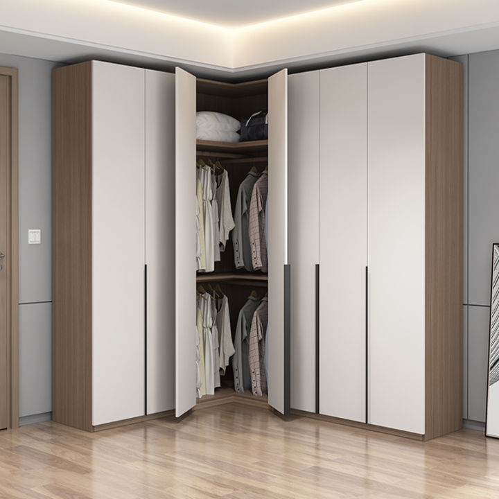 white corner wardrobe in a bedroom