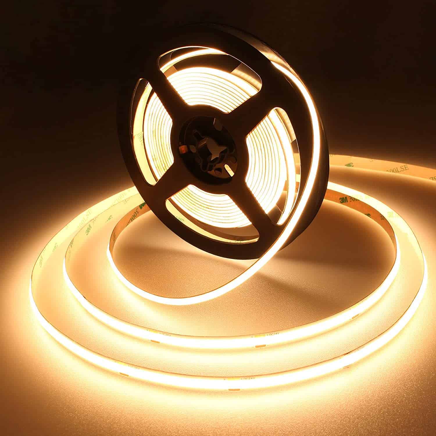 A roll of bright DC LED flex strip lighting.