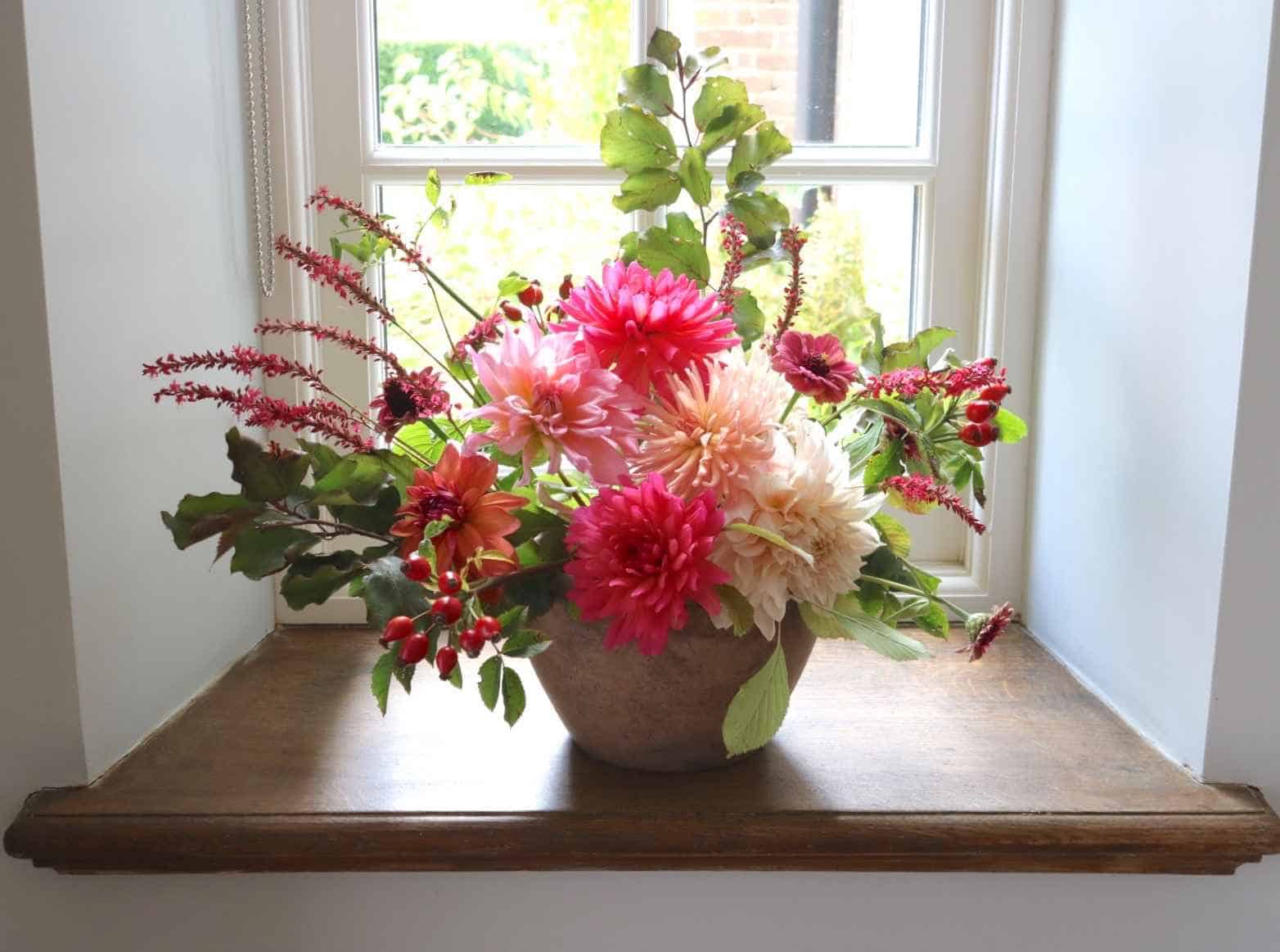 pink, red and white flowers