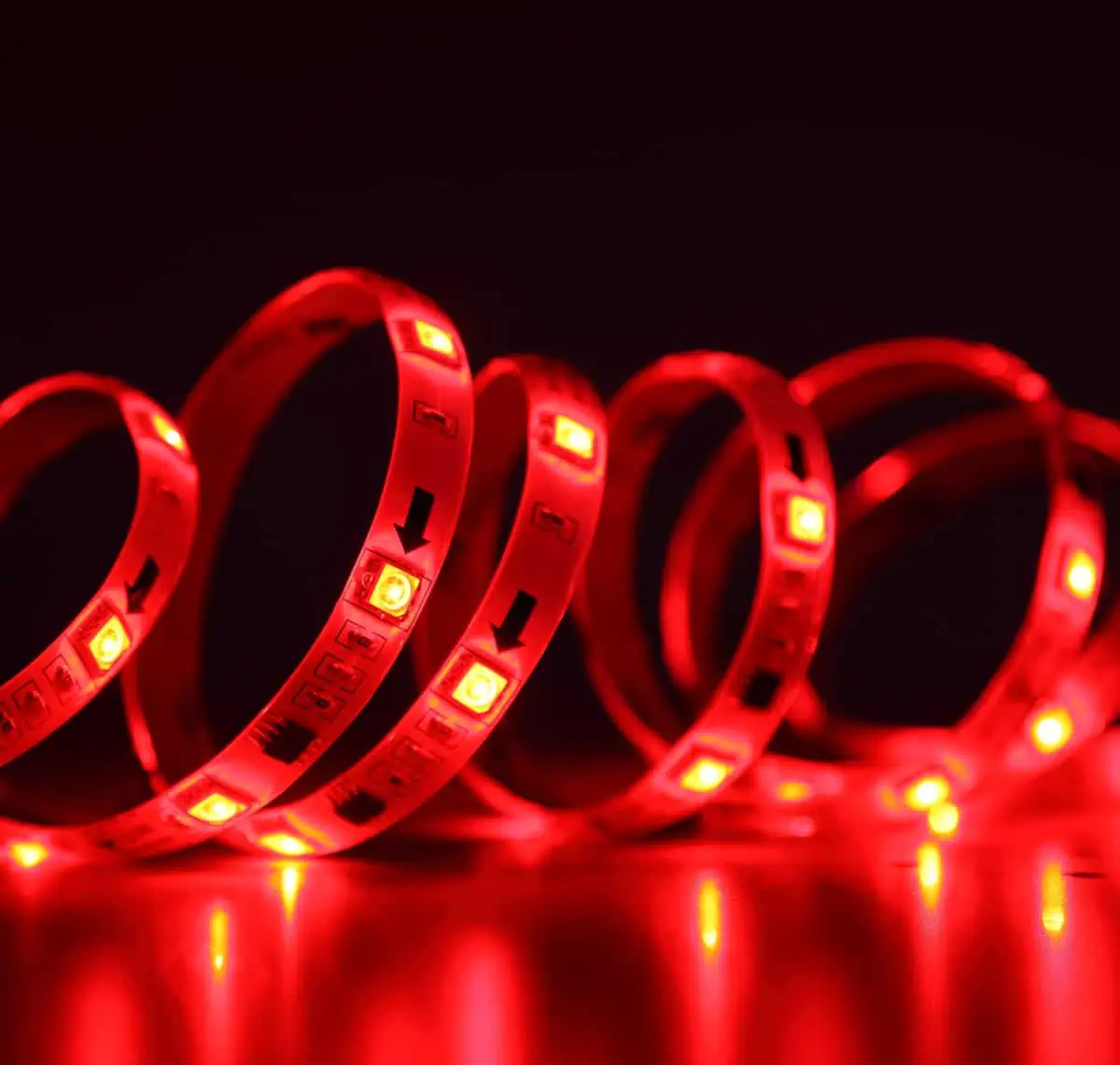 A roll of Havells red LED strip lighting.