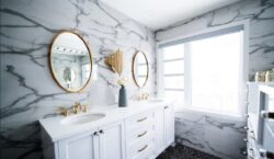 marble wall with double vanity