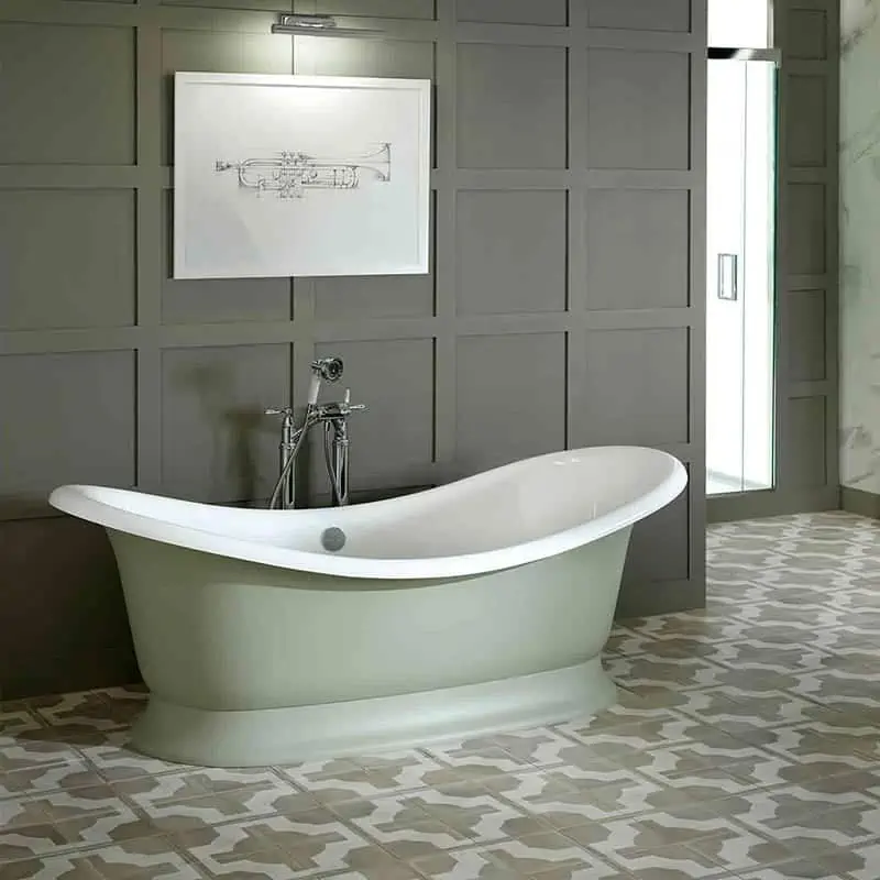 sage green vintage style free standing bathtub