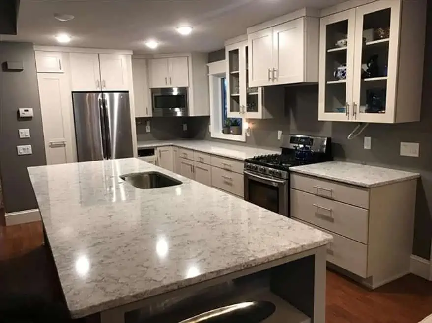 A kitchen area with intelligent placement of electrical outlets.