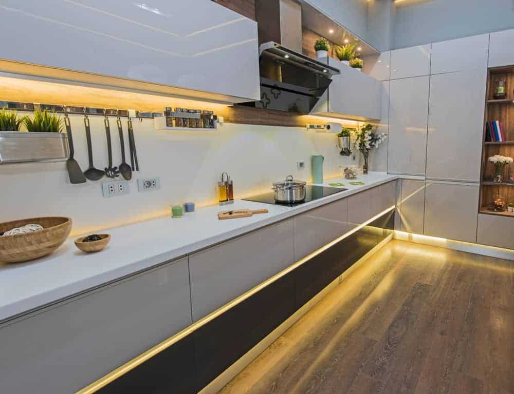 An elegant kitchen with good lighting.