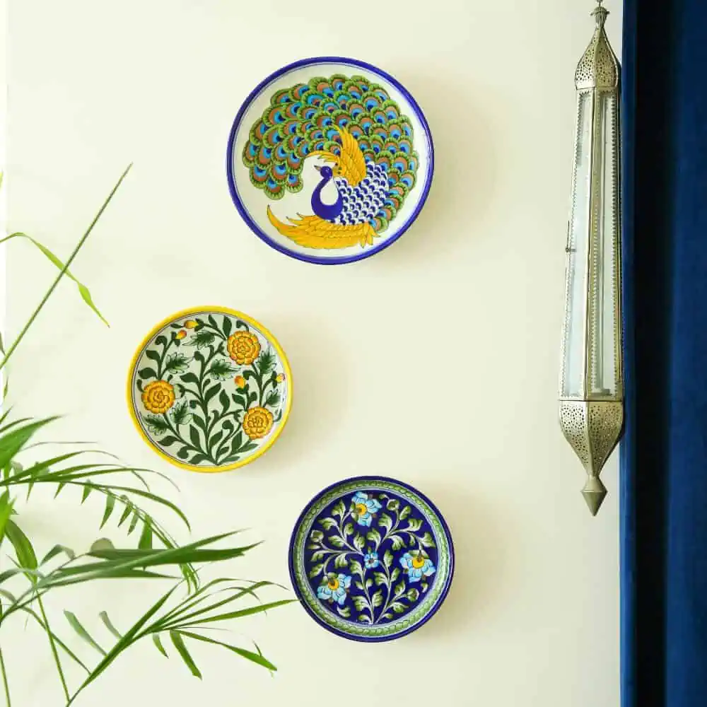 A beautiful painting on crockery, inspired from Jaipur blue pottery.