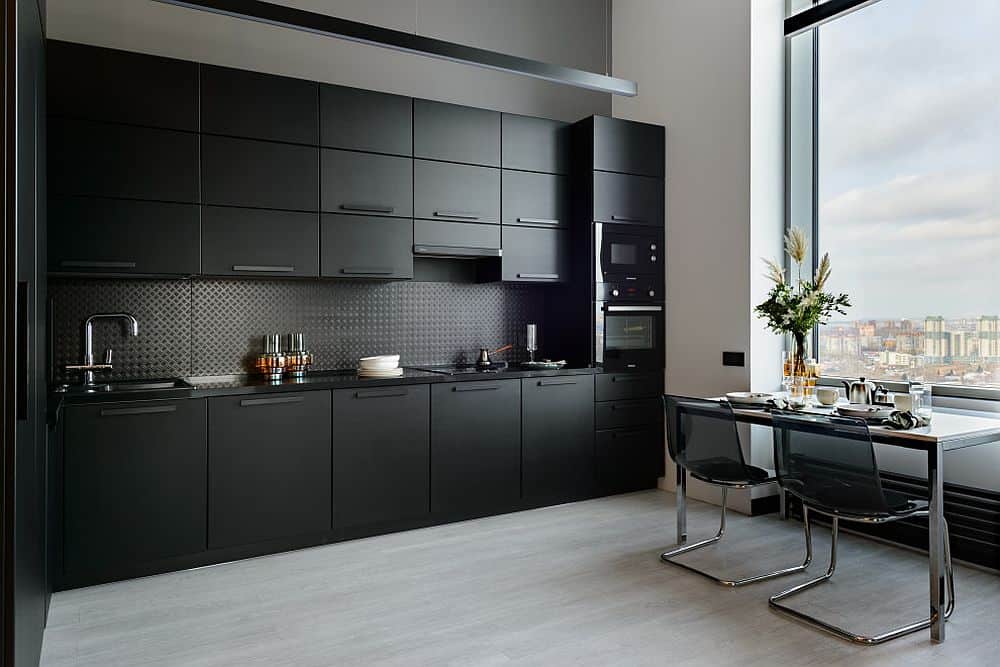 Black monochrome kitchen design
