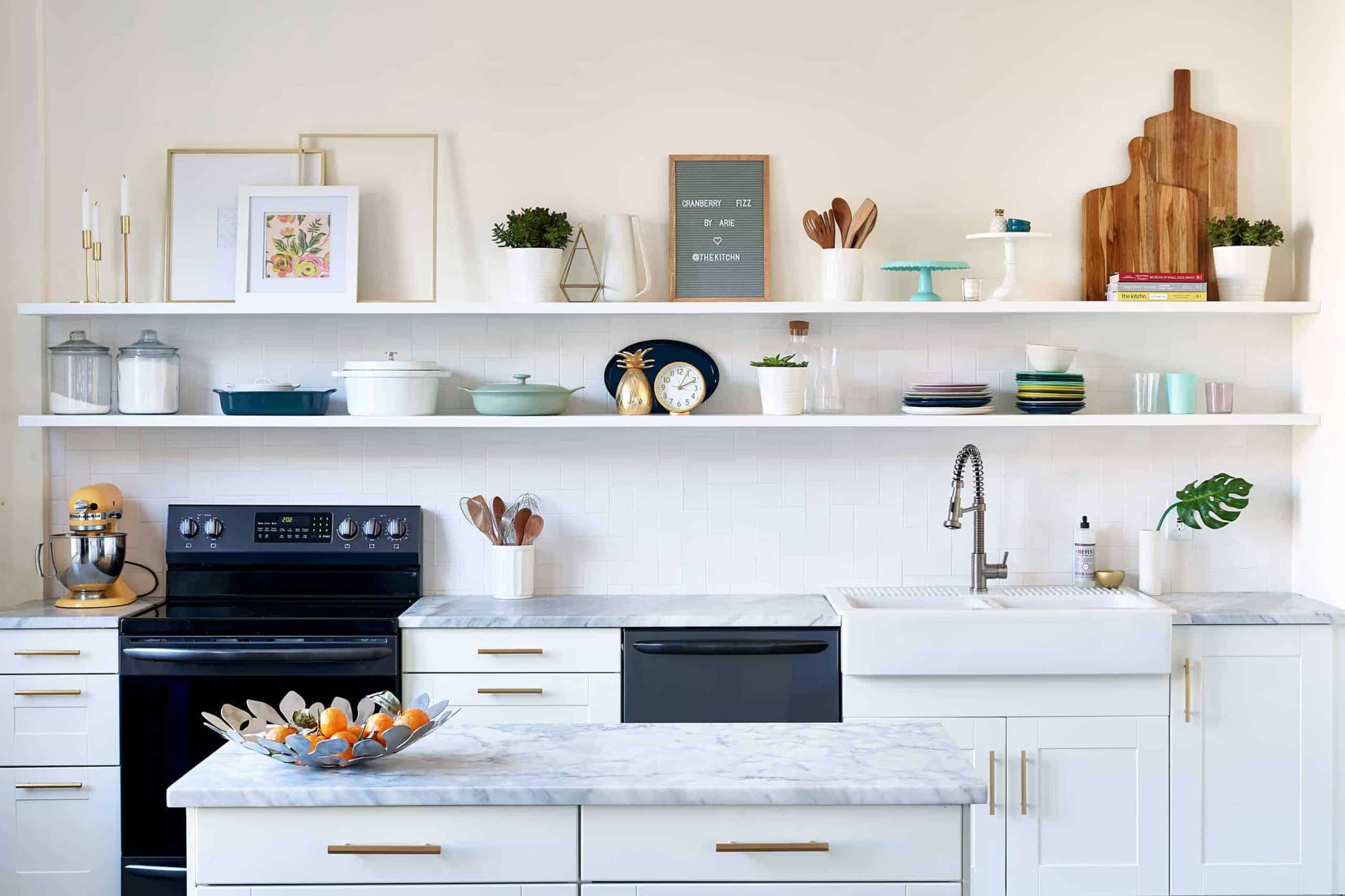 A kitchen space with zero cabinetry blocks.