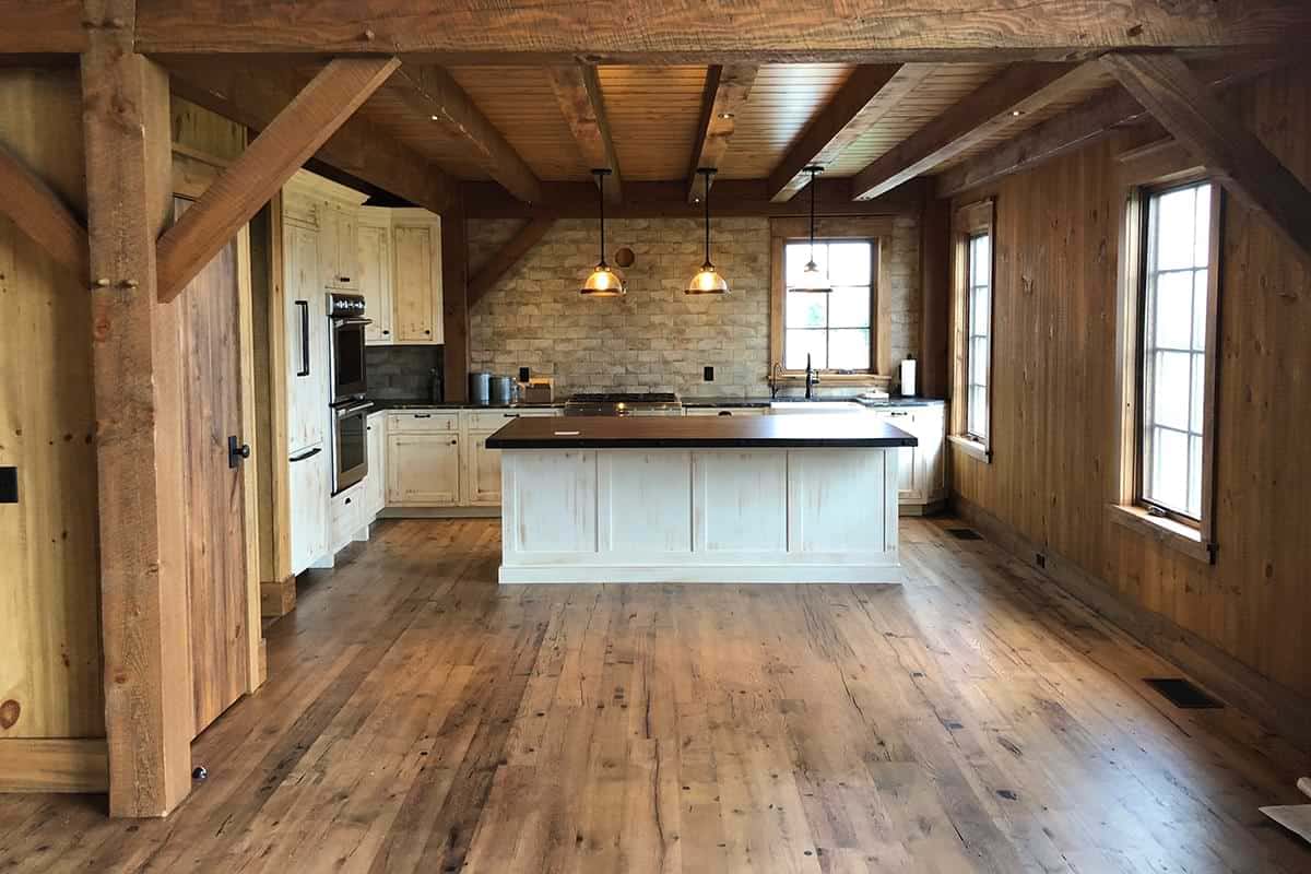 Reclaimed wood floors and ceilings