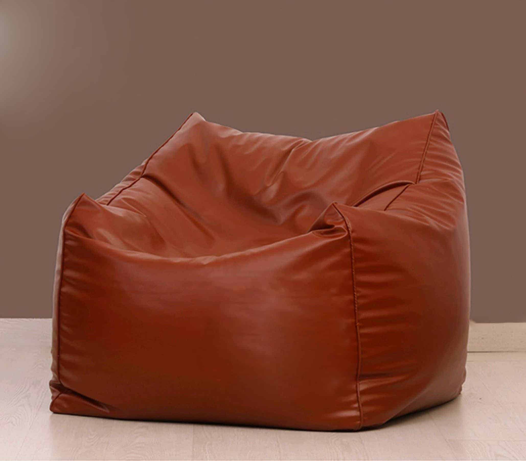 square brown leatherette beanbag